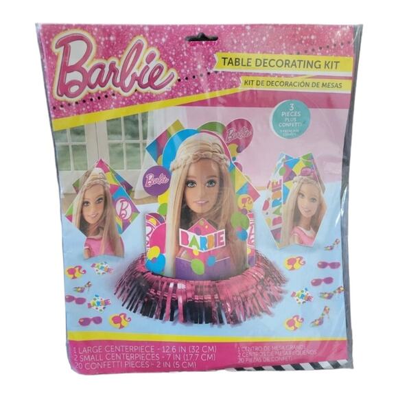 Barbie 3 Piece Table Decorating Kit 3 Centerpieces NO CONFETTI New Open Pack - Picture 1 of 2